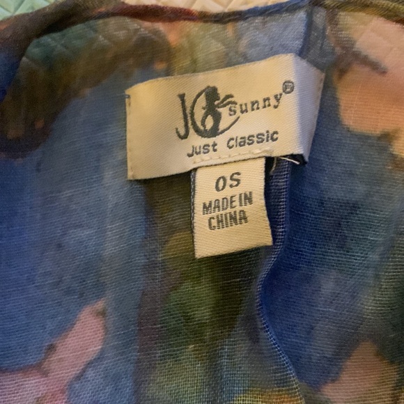 JC sunny just classic sheer blue floral / Van Gogh open kimono beach coverup o/s - Picture 7 of 9